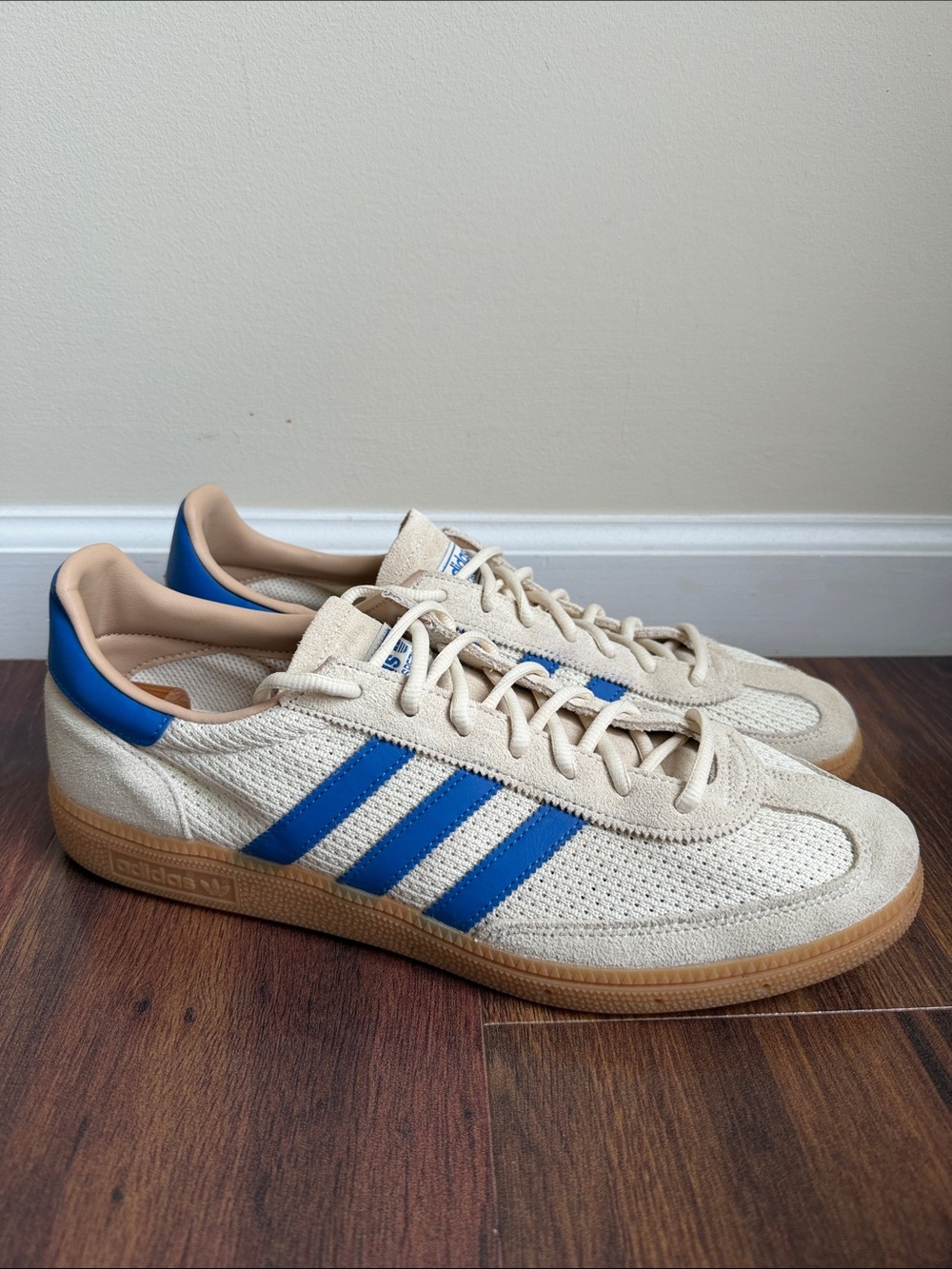 Adidas Handball Spezial Mesh Suede Cream Royal Blue Gum Like New Mens 11.5